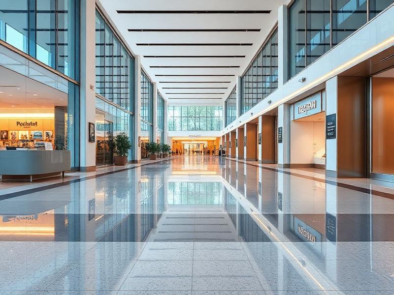 Polished commercial building interior with spotless floors